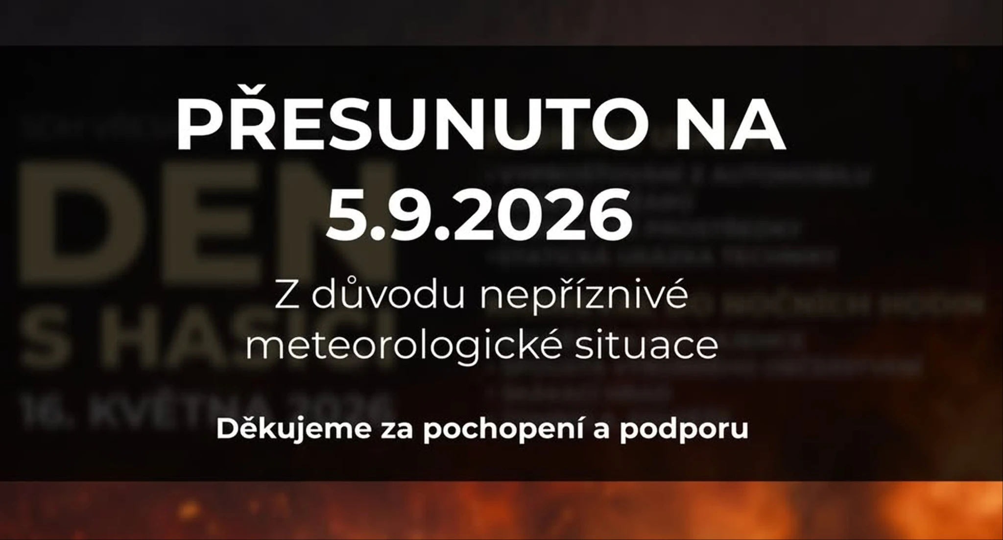 Den s hasiči - UDÁLOST PŘESUNUTA NA 5.9.2026!!!