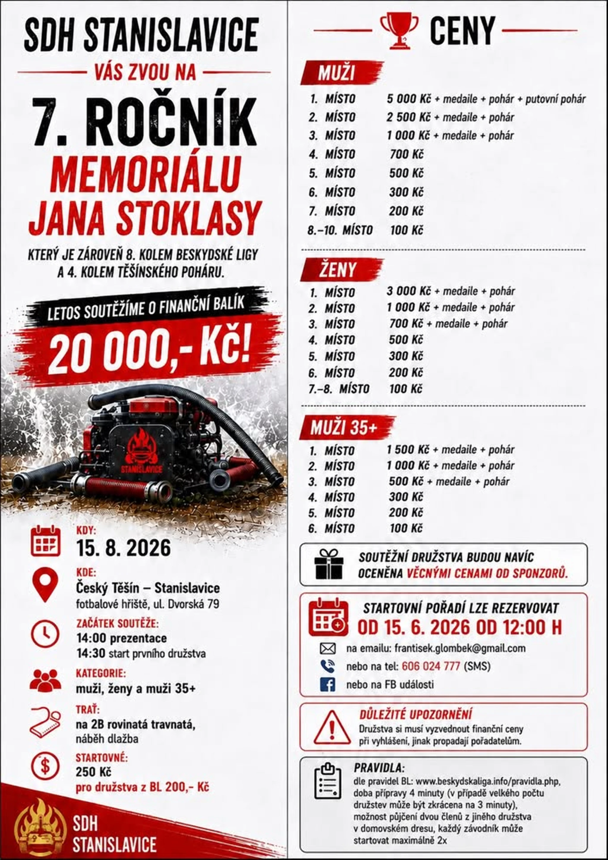 Hasičská soutěž Stanislavice 15.8.2026