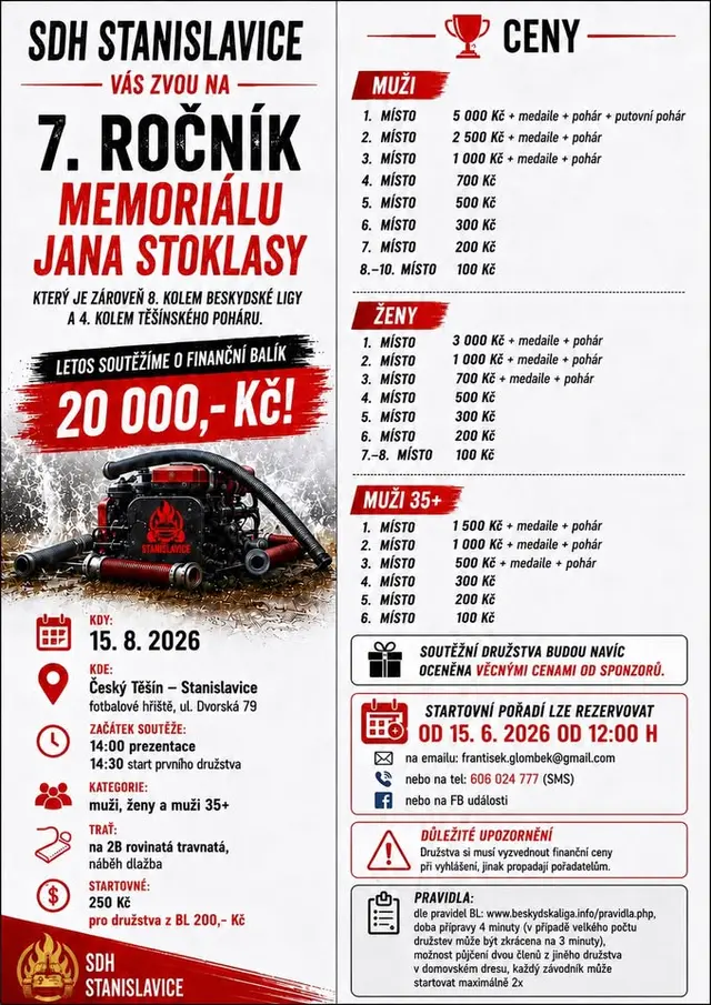 Hasičská soutěž Stanislavice 15.8.2026