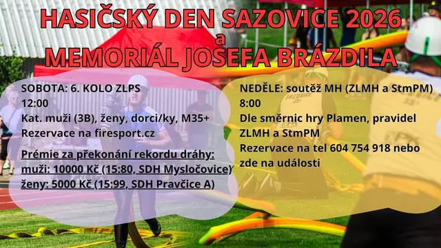 Hasičský Den a Memoriál Josefa Brázdila Sazovice 2026