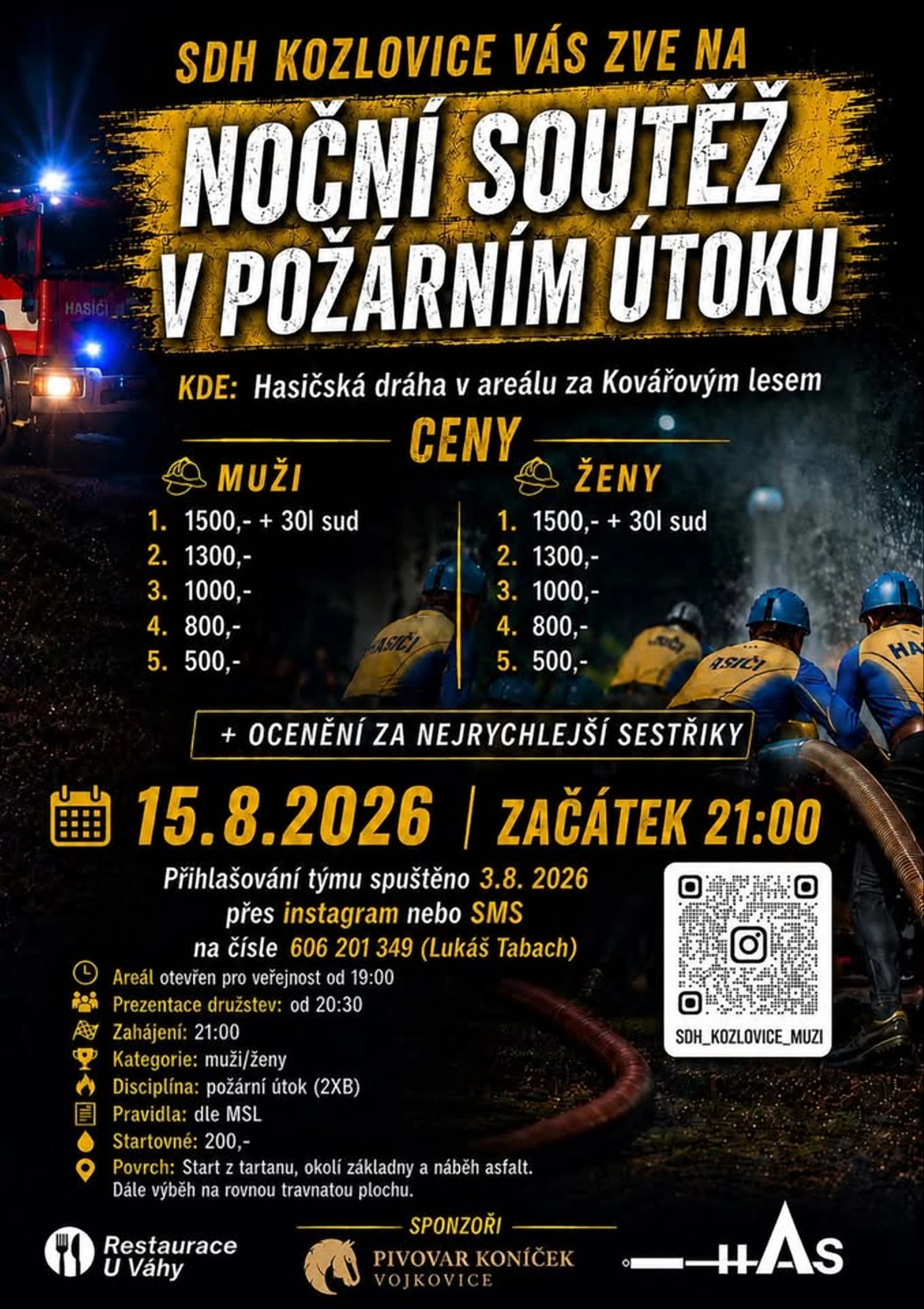 Noční soutěž v požárním útoku