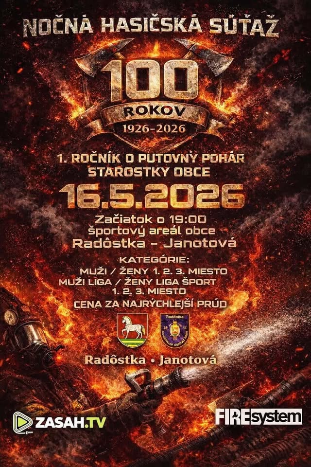 Nočná hasičská súťaž 1. ročník o putovný pohár starostky obce