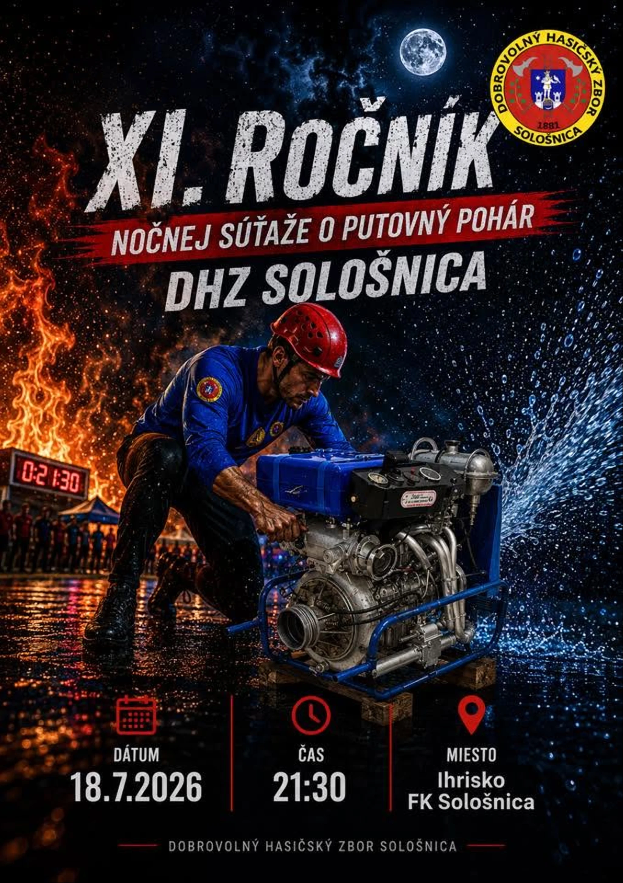 XI. ročník nočnej súťaže o Putovný pohár DHZ Sološnica