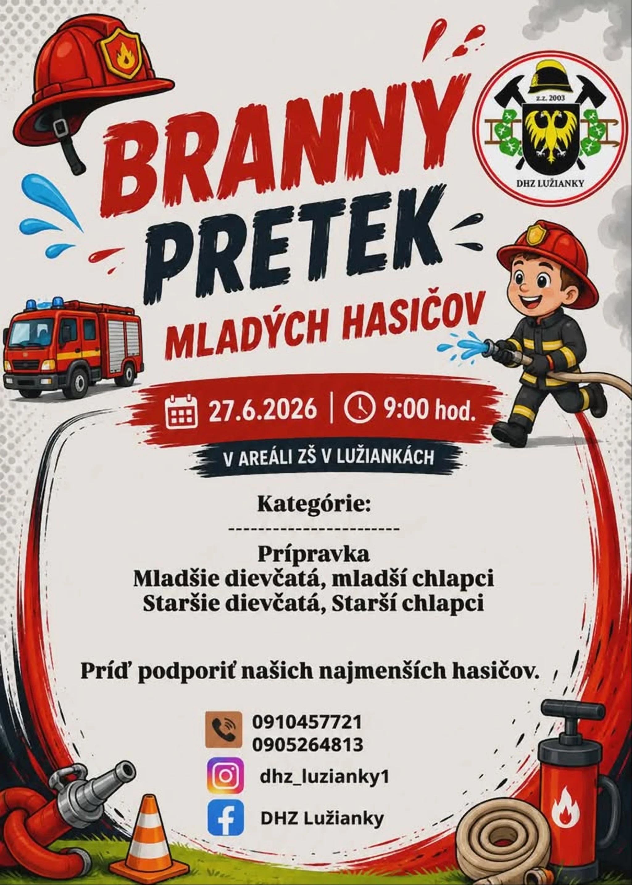 12. ročník súťaže o Pohár starostu obce Lužianky v brannom preteku družstiev mladých hasičov