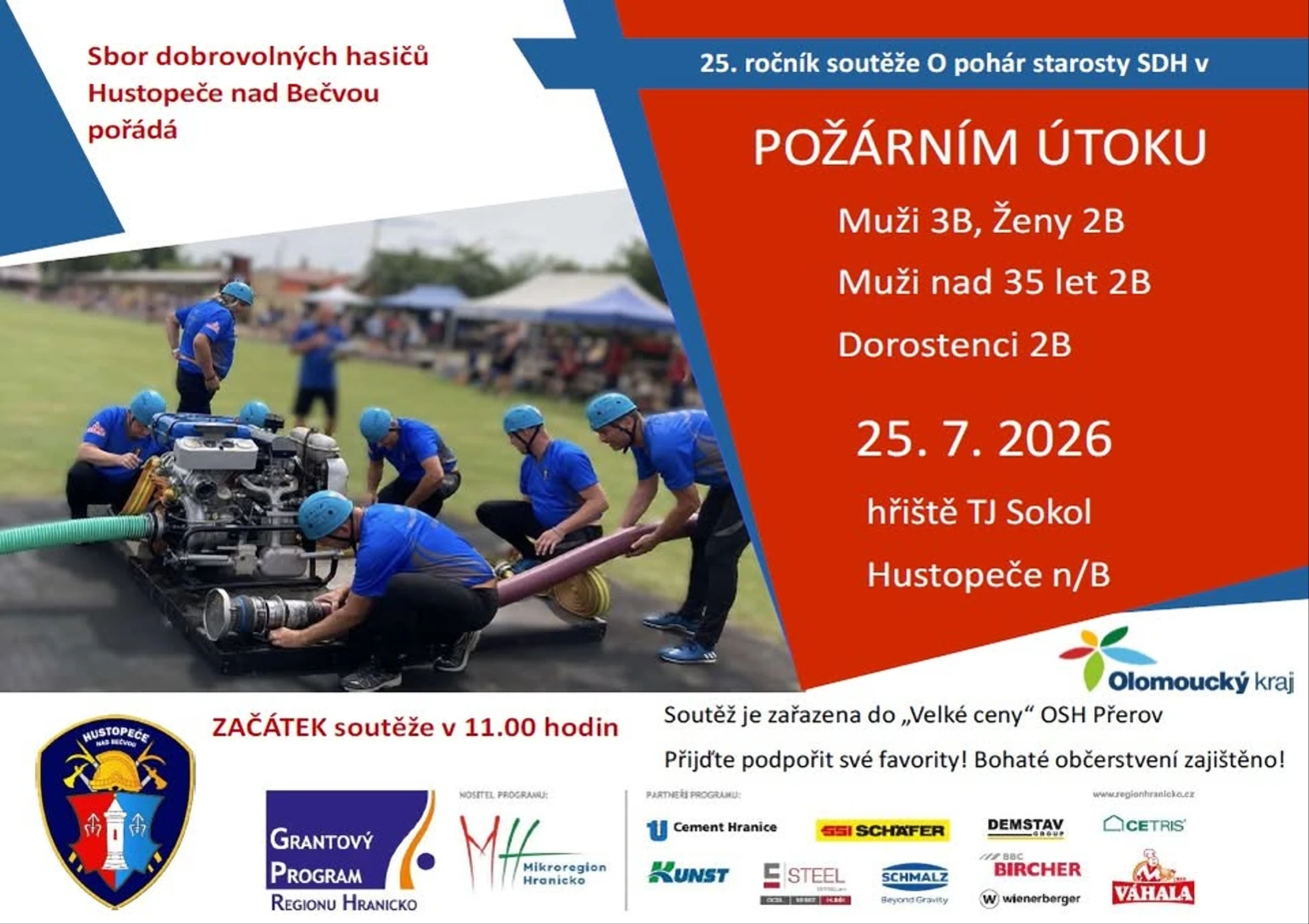 25. ročník soutěže "O pohár starosty SDH Hustopeče nad Bečvou" v požárním útoku