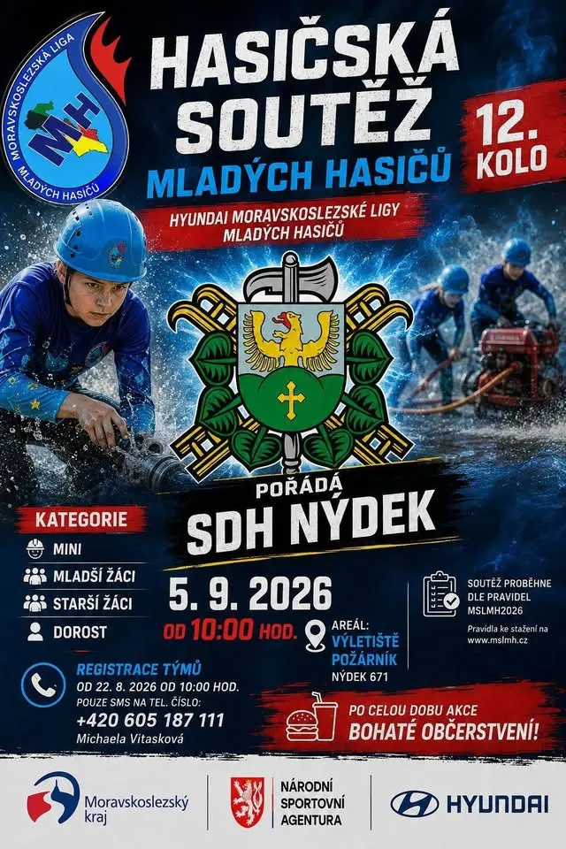 Hasičská soutěž Mladých hasičů a 12. kolo Hyundai Moravskoslezské ligy MH v Nýdku