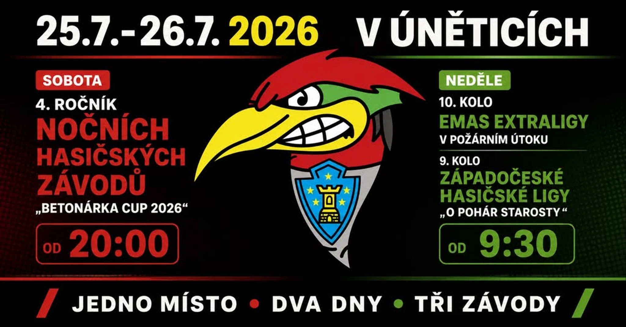 4. ročník nočních závodů Betonárka CUP, 10. kolo EMAS Extraligy, 9. kolo Západočeské hasičské ligy