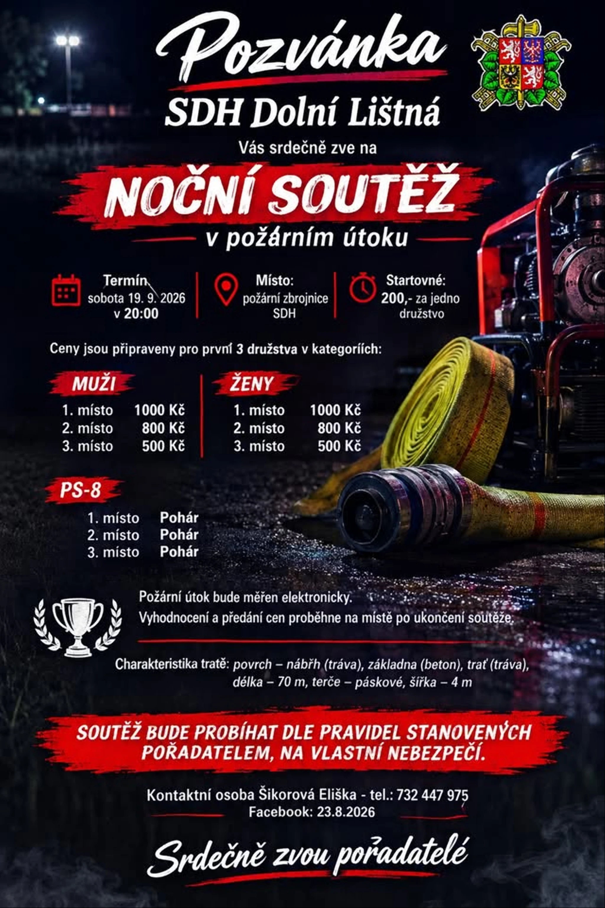 Noční soutěž v požárním sportu v Dolní Líštné
