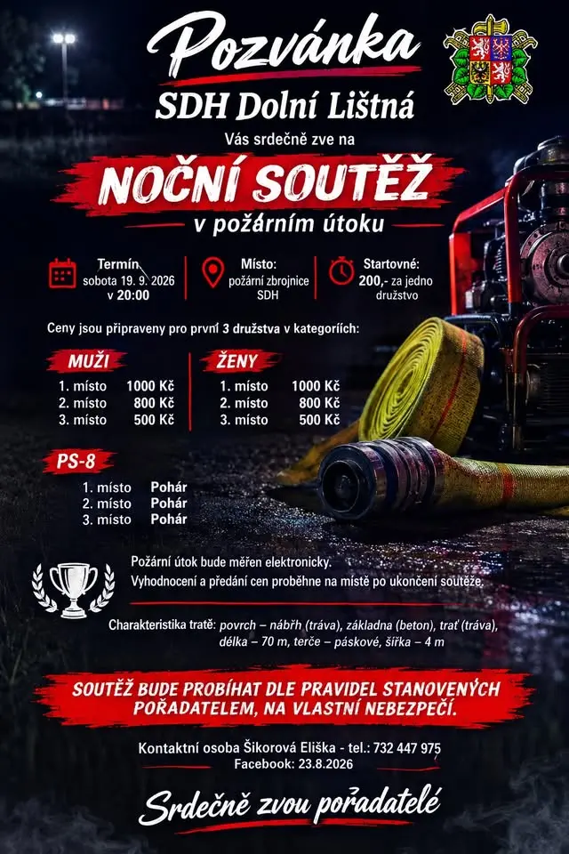 Noční soutěž v požárním sportu v Dolní Líštné