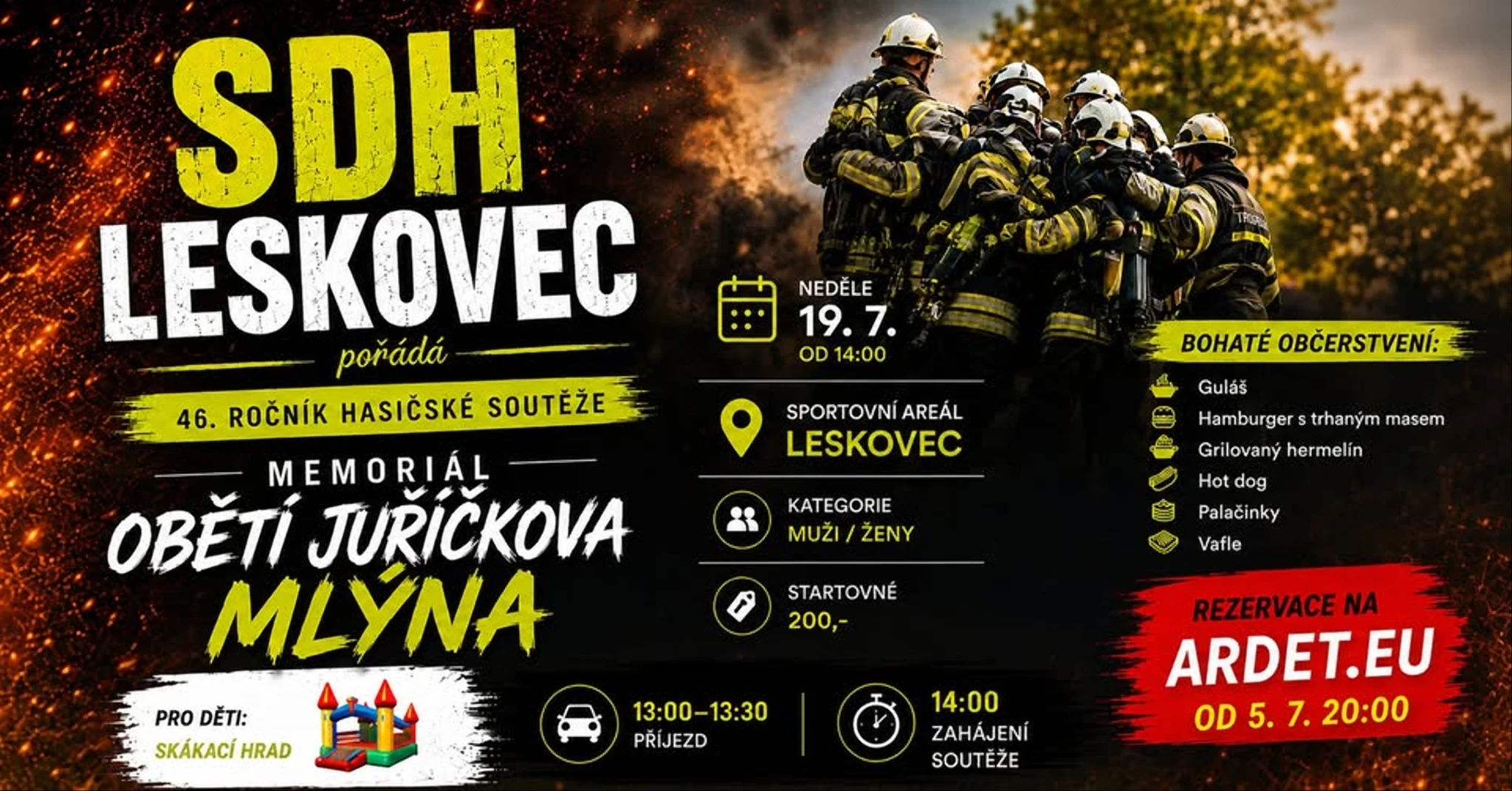 46. ROČNÍK HASIČSKÉ SOUTĚŽE MEMORIÁL OBĚTÍ JUŘÍČKOVA MLÝNA