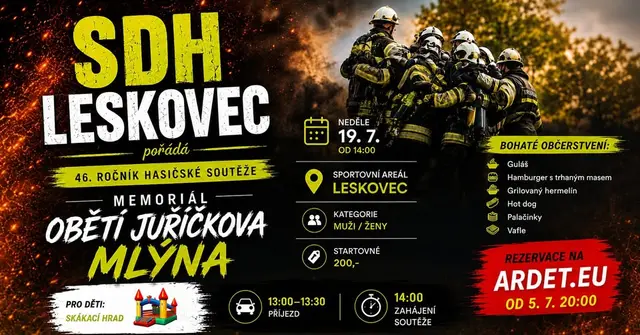 46. ROČNÍK HASIČSKÉ SOUTĚŽE MEMORIÁL OBĚTÍ JUŘÍČKOVA MLÝNA