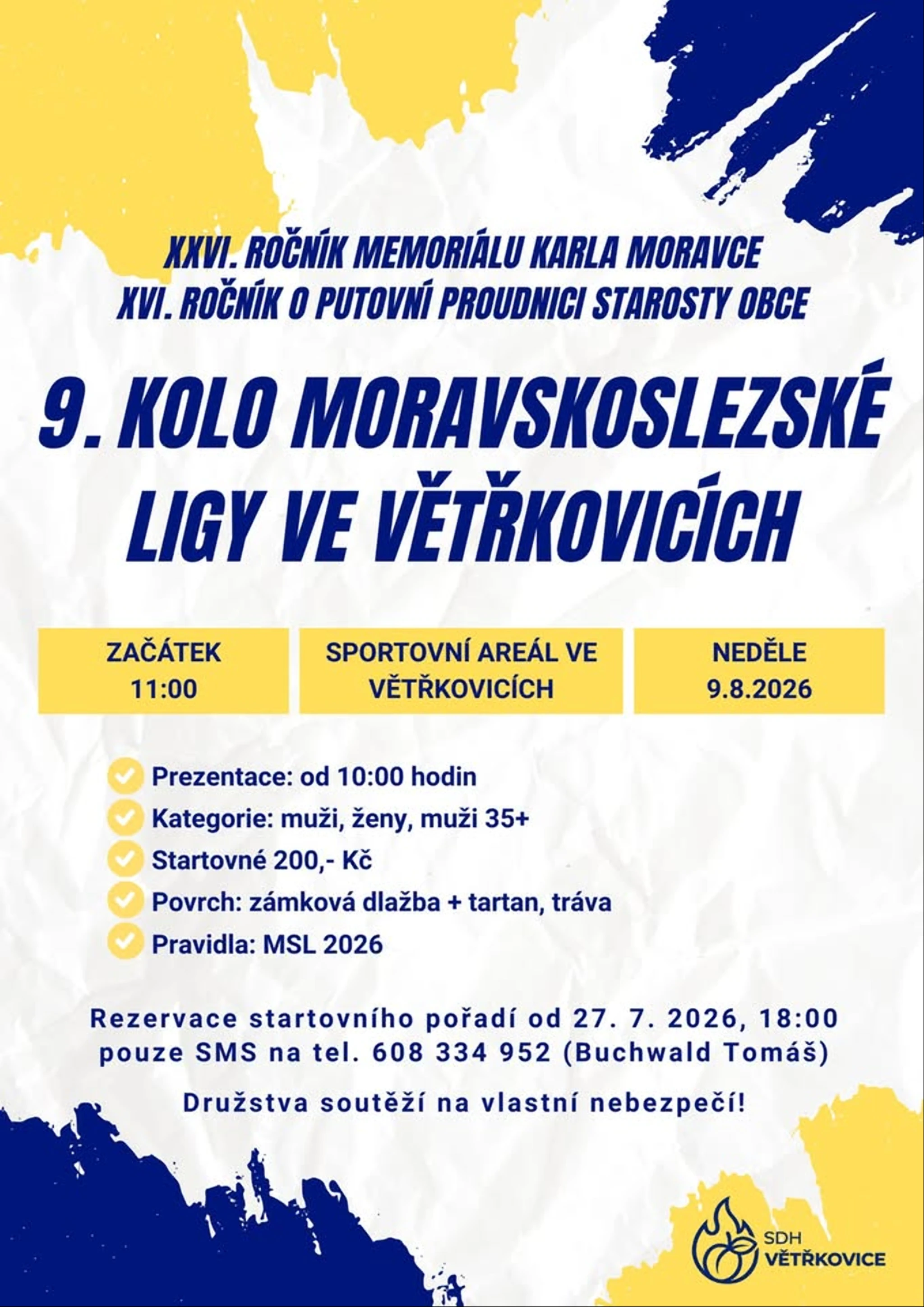 9. KOLO MORAVSKOSLEZSKÉ LIGY VE VĚTŘKOVICÍCH