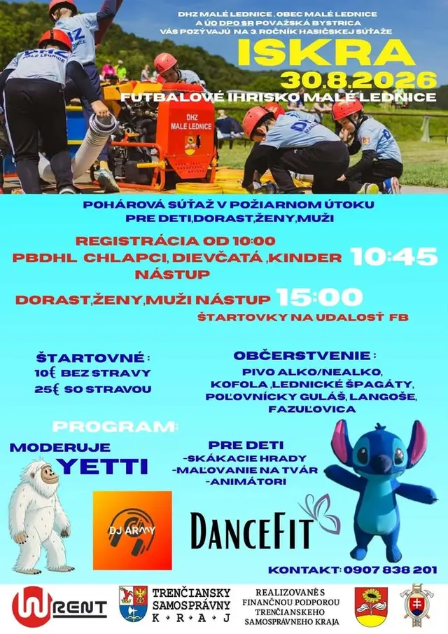 Iskra 2026, hasičská súťaž pre deti, dorast a dospelých.