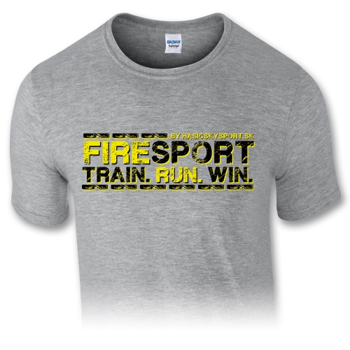 Pánske tričko – Firesport - train - run - win - žltá